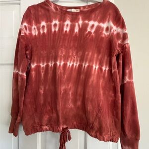 C&C California Rust and White Tie-Dye Pullover Sweatshirt